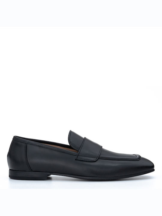 Perlamoda Men's Leather Loafers Black