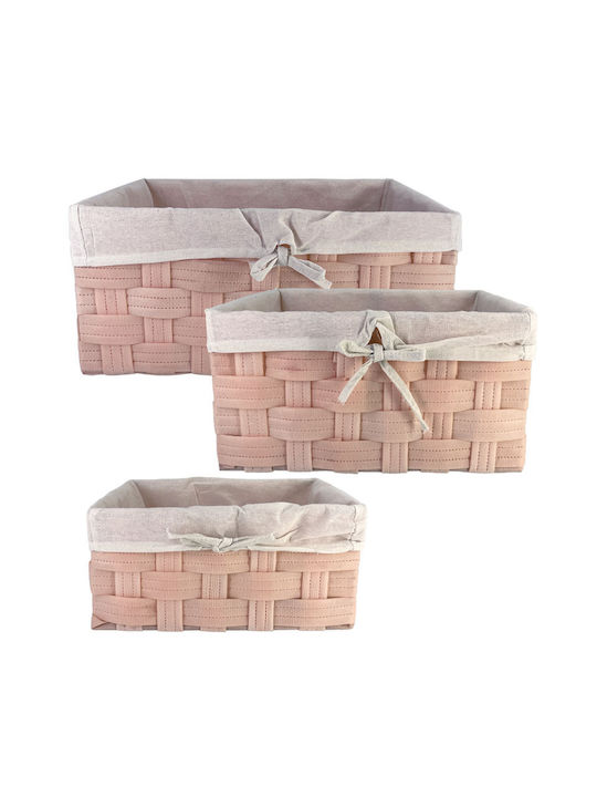 Marhome Set of Decorative Baskets Fabric White 3pcs