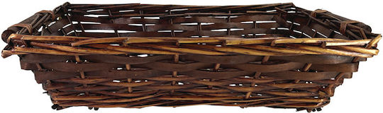 Marhome Decorative Basket Wooden with Handles Brown 50x40x13cm