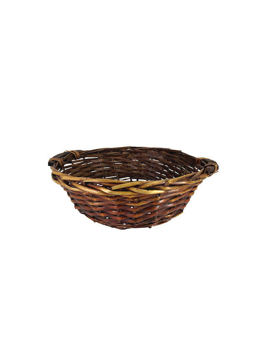 Marhome Decorative Basket Wooden with Handles Brown 35x35x12cm