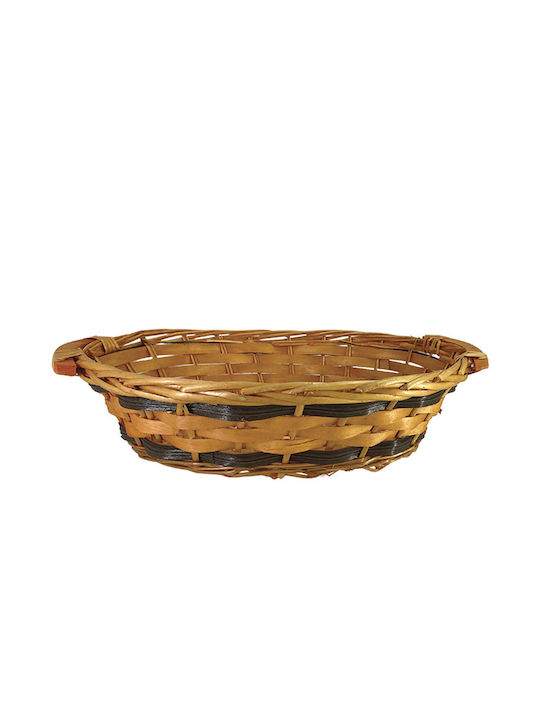 Marhome Decorative Basket Wooden with Handles Brown 50x40x13cm