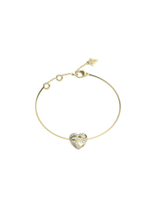 Guess Bracelet In My Heart with design Heart made of Steel Gold Plated with Zircon