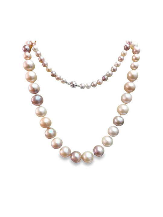 Women's Necklace White Gold K14 Pearls Nk10737