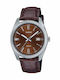 Casio Herrenuhr 20mm Batterie mit Braun Lederarmband