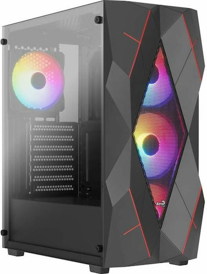 Volcan Gaming Midi Tower Computer Case with RGB Lighting Black