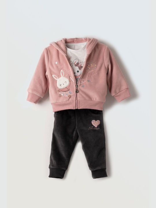 Evita Kids Sweatpants Set Salmon/Grey