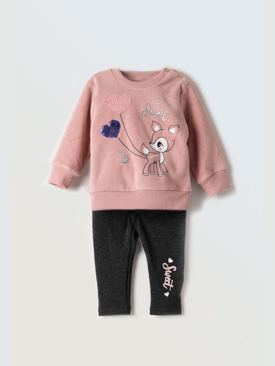 Evita Kids Sweatpants Set Salmon/Grey