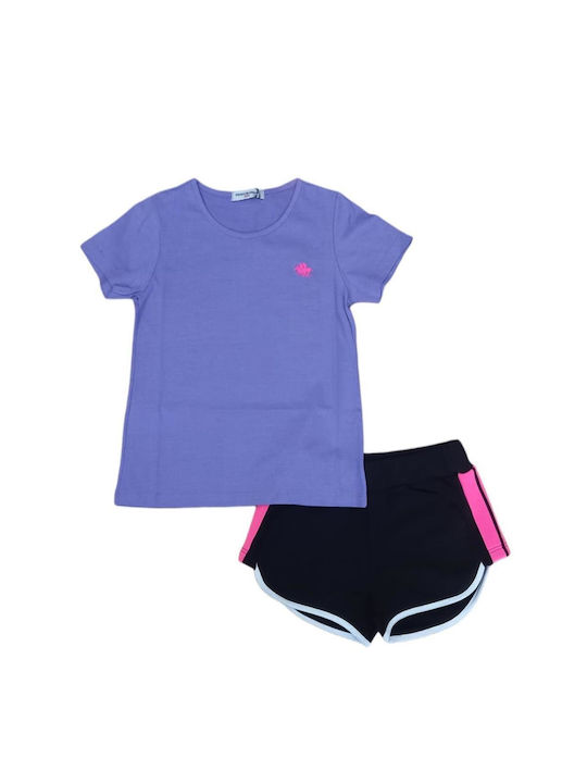 Polo Set pentru copii cu Șorturi 2buc Lilac