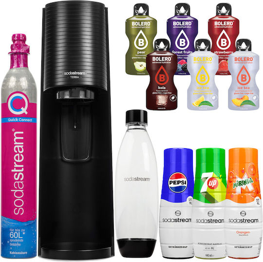 Water Carbonation Machine Sodastream Terra + Pepsi Mirinda 7up Syrups + Bolero