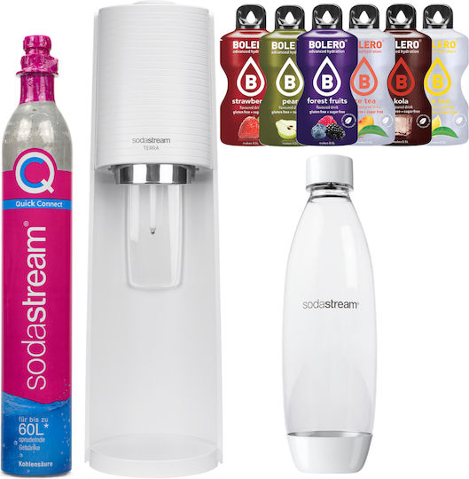 Carbonating Water Siphon Soda Stream Terra White Bottle + Bolero Drinks