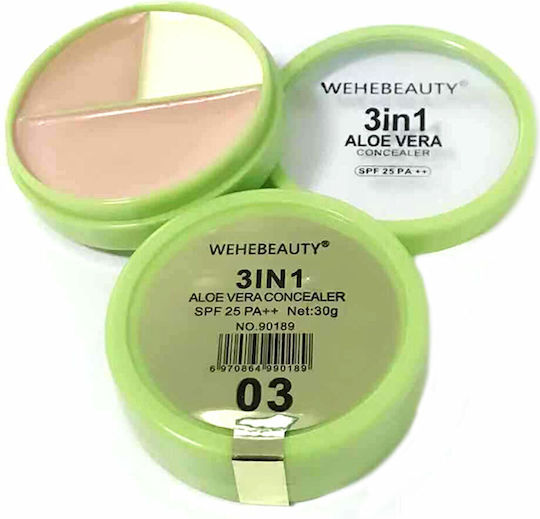 Wehebeauty Τρίχρωμο Κρεμώδες Concealer Εκχύλισμα Αλόης & Spf25 30gr By La Meila #3