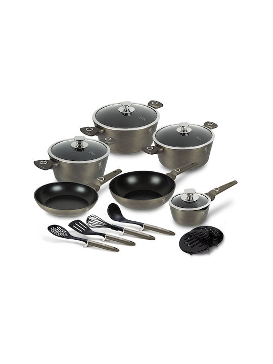 Berlinger Haus Cookware Set of Aluminum with Non-stick Coating Crystal Collection 15pcs