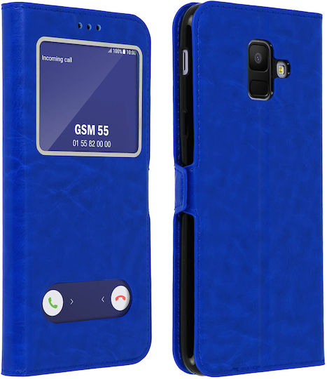 Samsung Galaxy A6 Hülle Dual Window Video Stand Blau