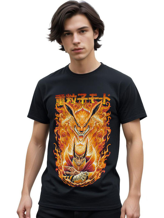 T-Shirt Naruto Kurama Popkultur Schwarz