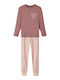 Name It Παιδική Πιτζάμα Χειμωνιάτικη Βαμβακερή Rose Taupe Animal Print