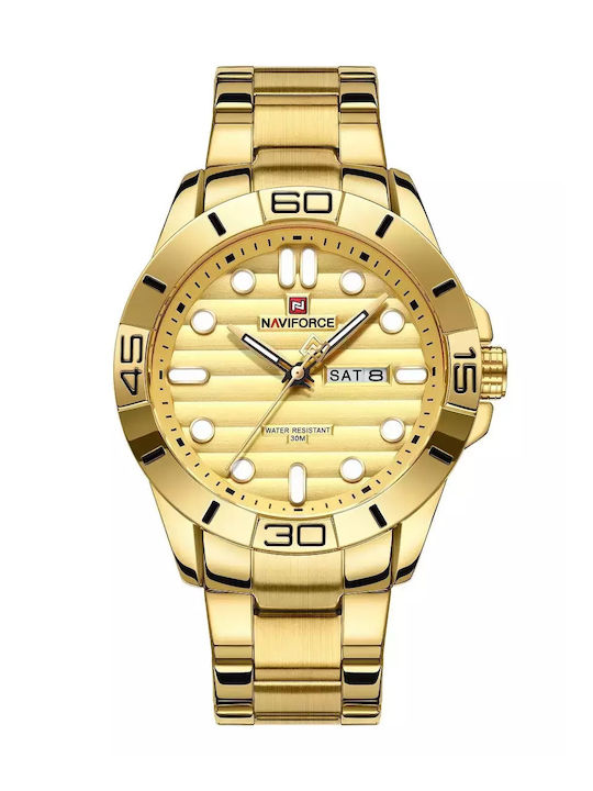 Naviforce Naviforce Мъжки Часовник 46мм На батерия с Златен Метална Гривна NAVIFORCE--GOLD-GOLD