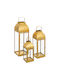 Laterne Set Gold 21.3x20.6x62.4cm 3Stück