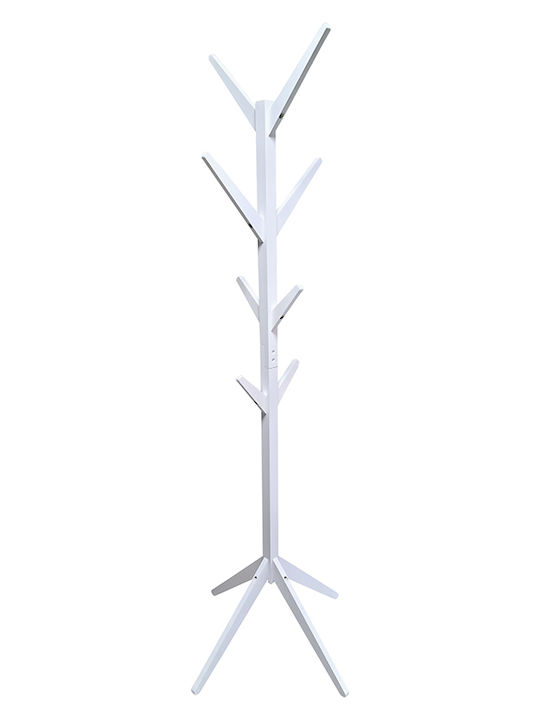 Homefit Ascot Καλόγερος Ξύλινος Λευκός 177cm