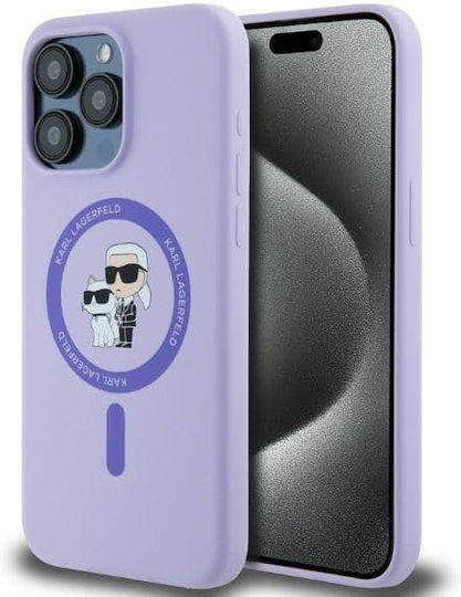 Karl Lagerfeld Karl&Choupette Umschlag Rückseite Kunststoff / Silikon Lila (iPhone 15 Pro Max)