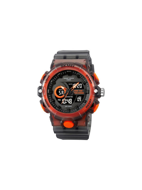 Skmei Analog/Digital Watch Battery with Metal Bracelet Grey/Orange