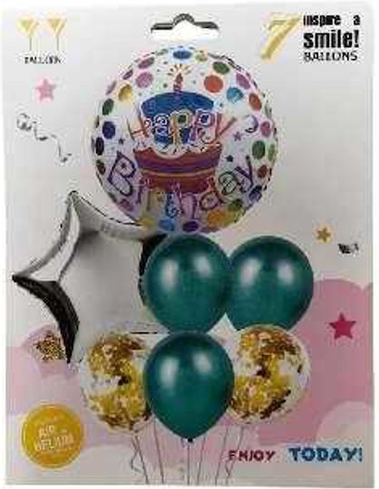 Set of 7 Balloons Multicolor Round