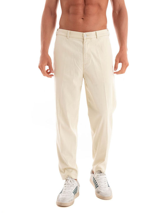 Hugo Boss Men's Trousers in Tapered Line Ecru