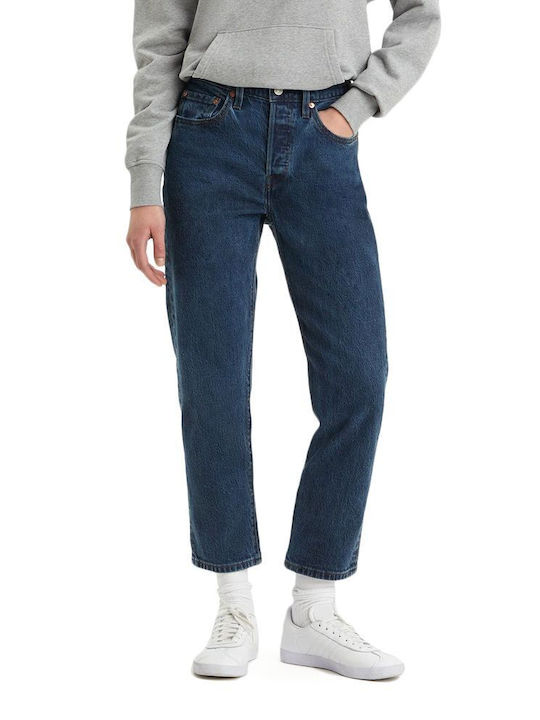 501 Original High Waist Women's Jean Trousers in Straight Line Blue