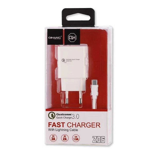 QIHANG Φορτιστής με Θύρα USB-A και Καλώδιο USB-C Quick Charge 3.0 Λευκός (Z06)