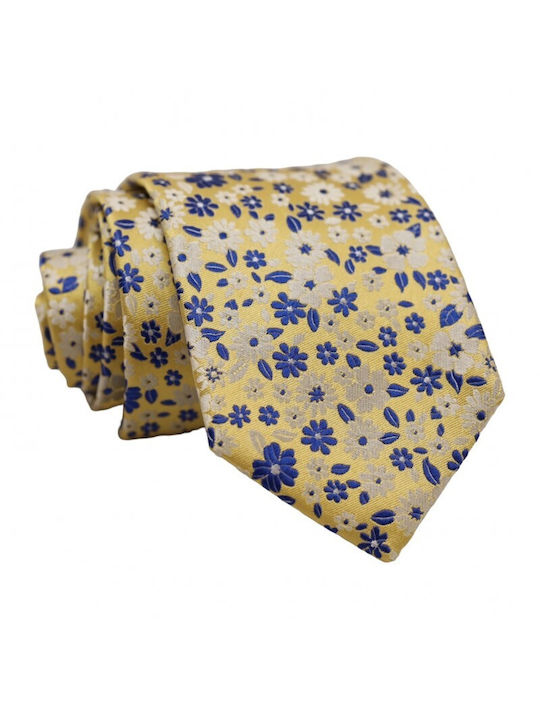 Silk Tie Yellow Blue 8cm