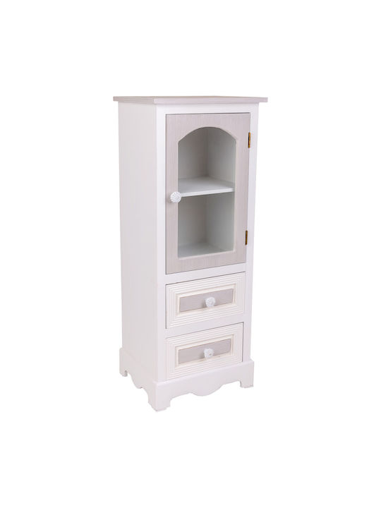 Floor MDF Living Room Display Cabinet with Glass White 32x26x80cm