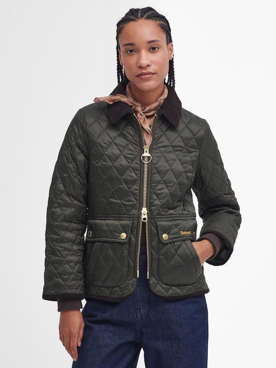 Barbour Scurt Jachetă de femei Puffer pentru iarnă Oil Green