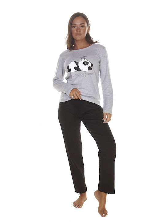 Women's Pajamas Always Sleeping Panda Logo Gray