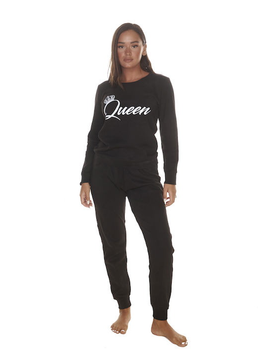 Pijamale pentru femei Logo Queen Negre