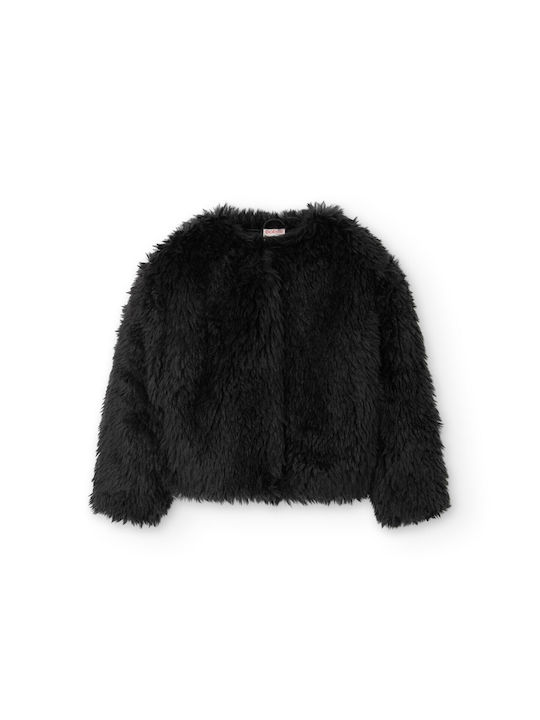 Boboli Kids Fur Coat Black