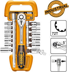 Ingco HKTS12171 Καστάνια με Καρυδάκια 1\2" & 1\4" 17τμχ