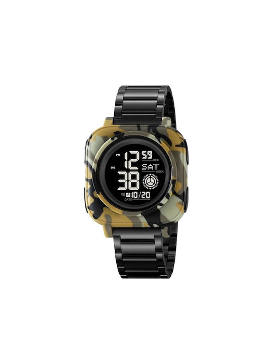 Skmei Digital Watch Battery with Metal Bracelet Army Green