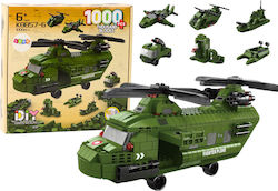 Lean Toys Modeling Figure Helicopter Green 1000 Pieces with Glue and Paints 28x27.5x6cm.