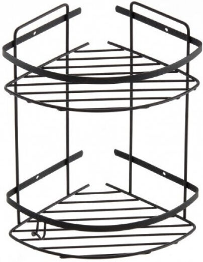 Tema Ecke An der Wand montiert Badezimmerregal Metallisch 18x18x31cm Schwarz