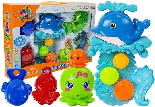 Lean Toys Dolphin Bathing Kit Sea Animals Plastic Waterfall Παιχνίδι Μπάνιου