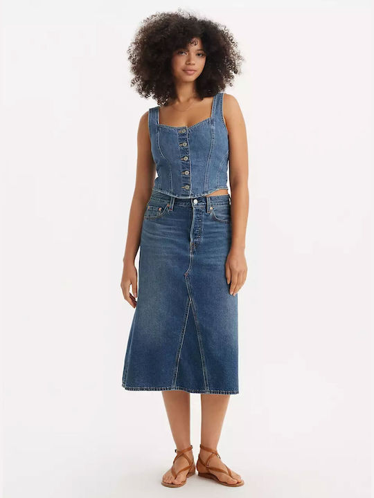 Levi's Decon Denim High Waist Skirt Dark Aged D...