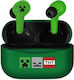 OTL Minecraft In-ear Bluetooth Handsfree Ακουστικά με Θήκη Φόρτισης Πράσινα