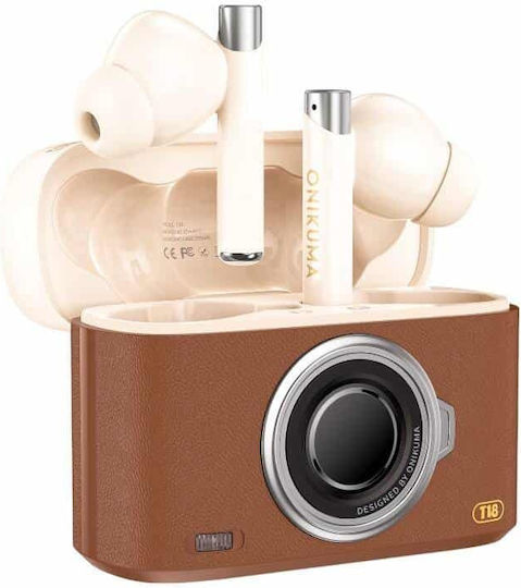 Onikuma T18 In-Ear Bluetooth-Freisprecheinrichtung Kopfhörer mit Schweißresistenz und Ladeetui Braun