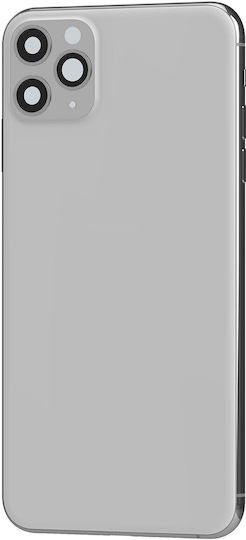 Clappio Frame + Battery Cover Iphone 11 Pro Max Rear Window Silver