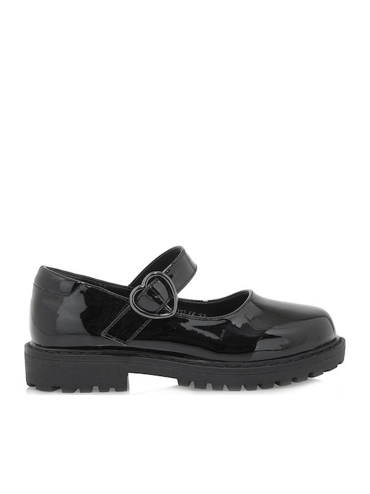 Kids Patent Leather Ballerinas Mary Jane with Adjustable Metal Clasp Black