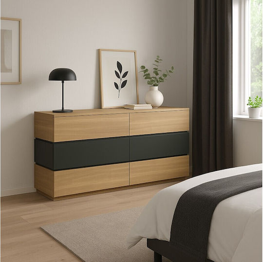 Συρταριέρα Креватокамарас Дървена Sonlen Anthracite-walnut 120x40x72бр