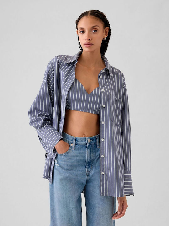 Γυναικείο Crop Top Βαμβακερό Ριγέ Blue And Green