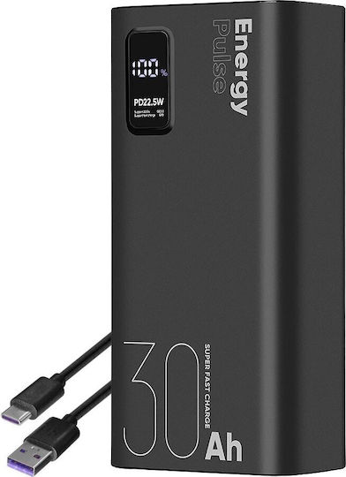 Obal:Me EnergyPulse Power Bank 30000mAh 22.5W mit 2 USB-A Ausgangsanschlüsse und USB-C Ausgangsanschluss Schwarz