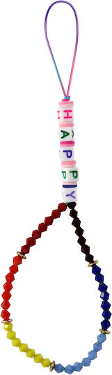 Phone Chain 25cm Happy Letter Beads Practical Multi-coloured