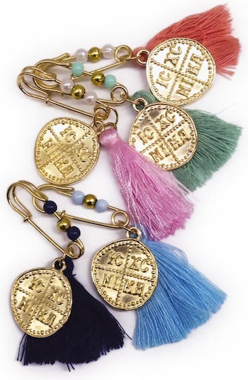 Afitechno Christening Charm with Safety Pin Metal Multicolour 75 Pieces