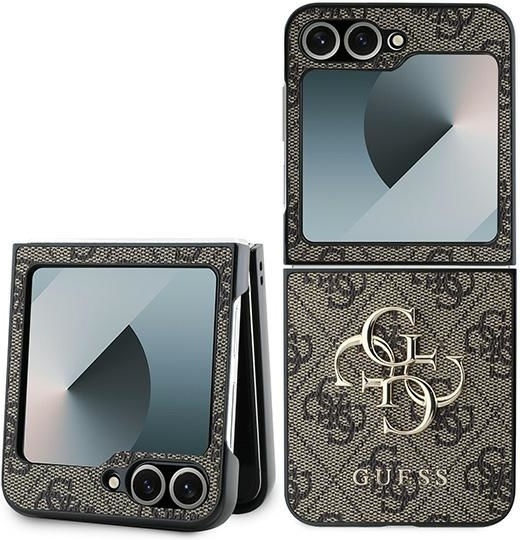 Guess Metal Logo Back Cover Synthetic Leather Brown (Galaxy Z Flip6 / Z Flip7 FE)
